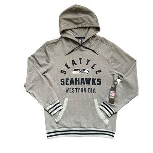NWT NFL Team Apparel Seattle Seahawks Logo Gray Hoodie Rib Knit Hem Cuffs Size M